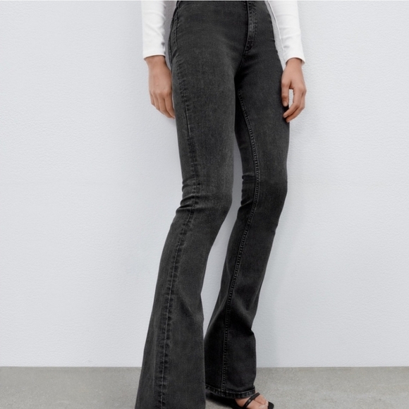 🌞Zara High Rise Fit & Flare Stretch Jeans  Full Length Size 4 - Picture 12 of 14
